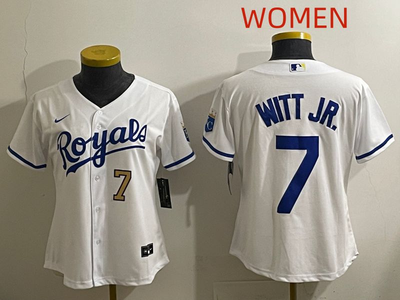 Women 2025 Kansas City Royals #7 Witt jr White Game Nike MLB Jersey style 2->women mlb jersey->Women Jersey
